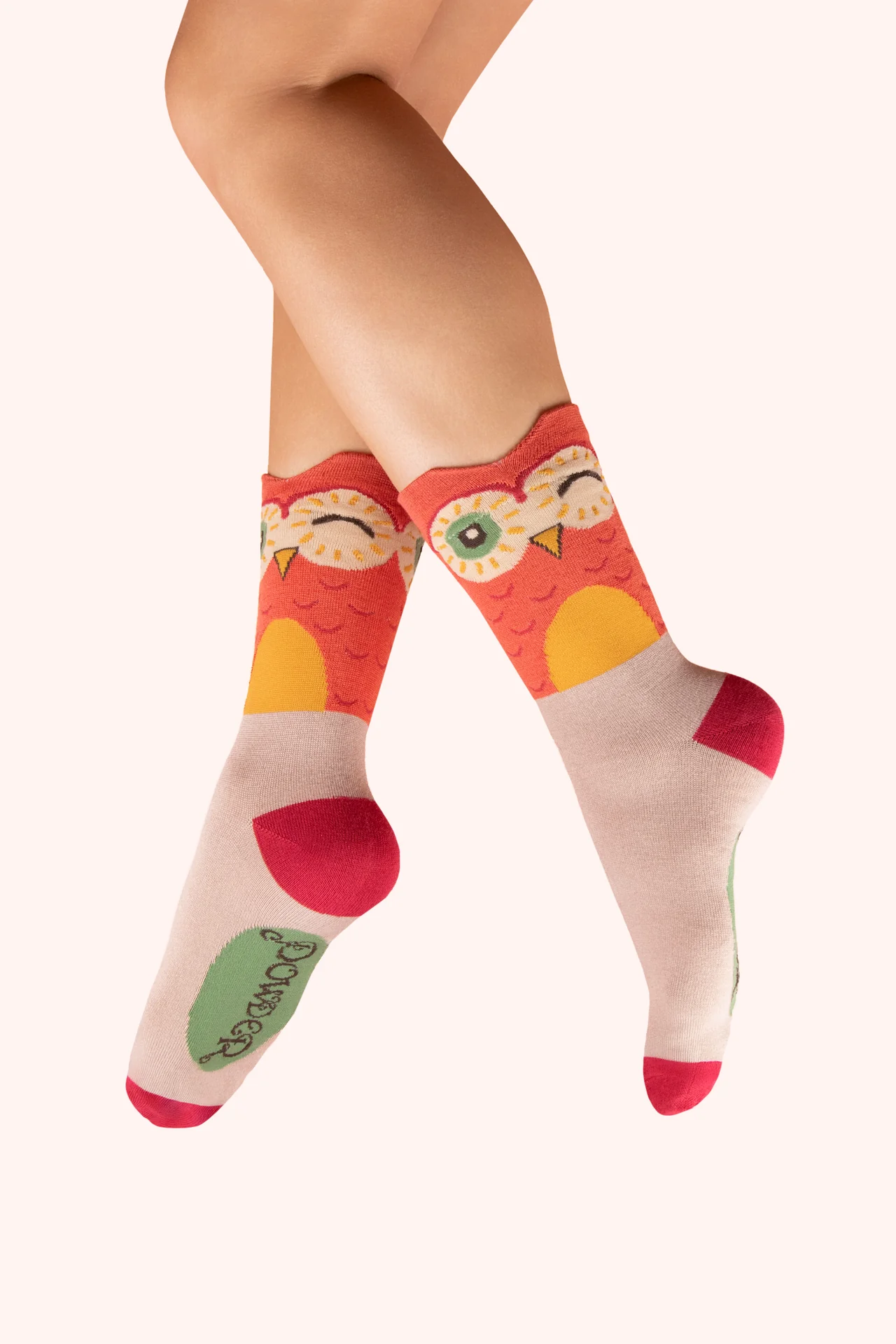 Character Socks - Owl - Beige
