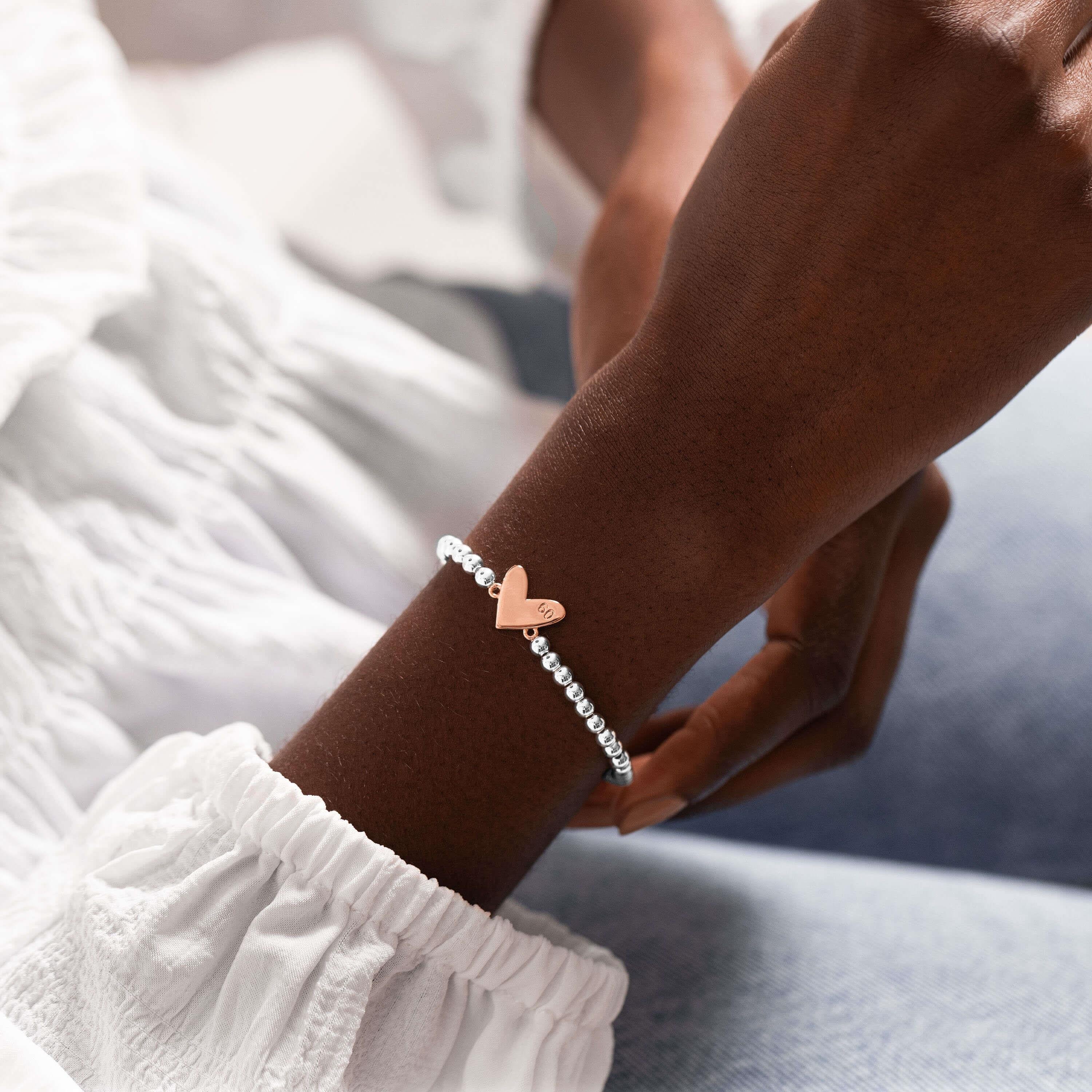 Beautifully Boxed A Littles | Happy 60th Birthday | Silver | Bracelet | 17.5cm Stretch