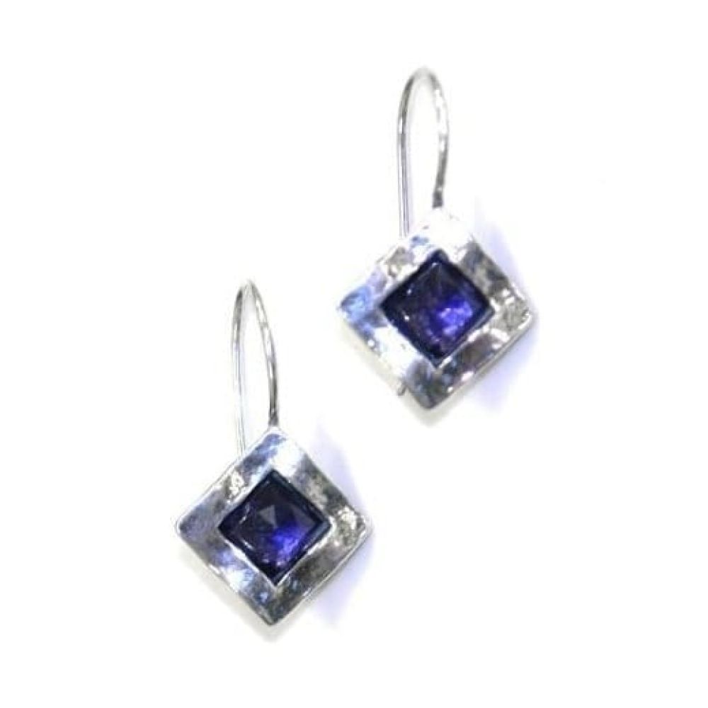 Ladies Handmade Sterling Silver Amethyst Diamond Earrings