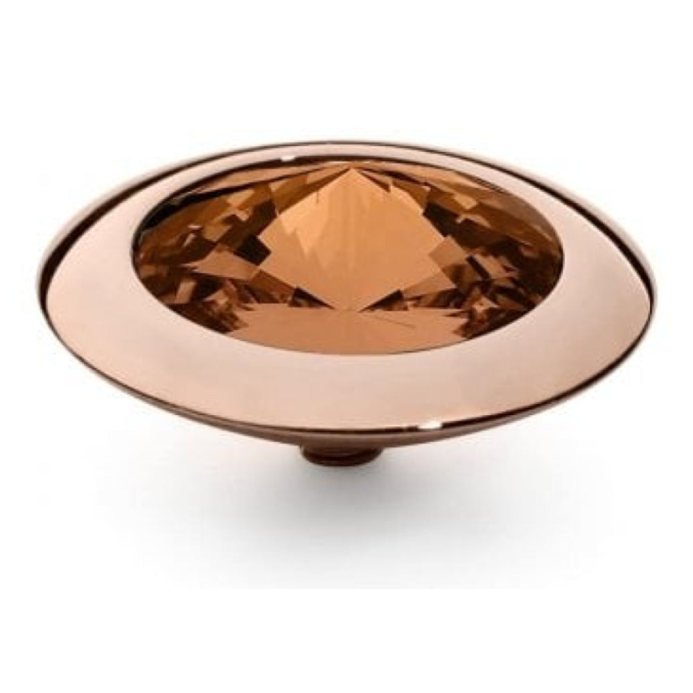 Famosa Rose Gold 16mm Tondo Ring Top Smoked Topaz