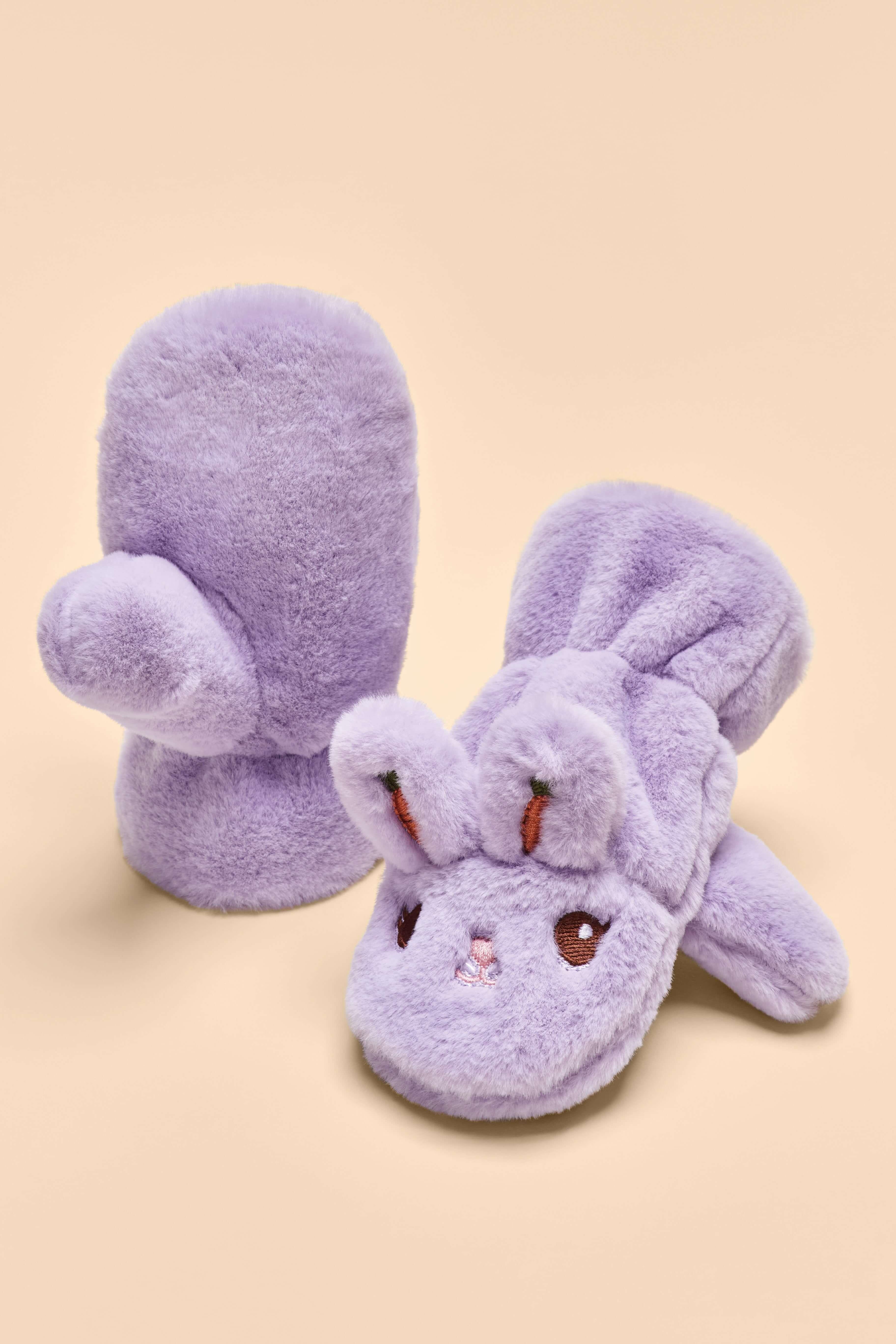 Powder Pals - Smiling Bunny Mittens in Lilac