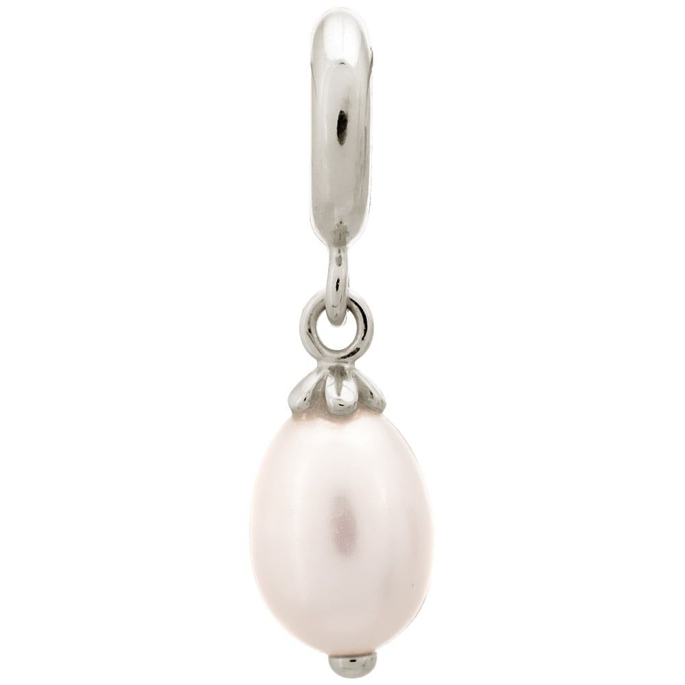 White Pearl Drop Sterling Silver Charm