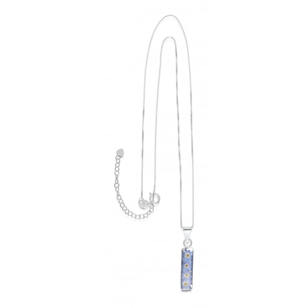 Silver Pendant - Forget-me-not - Rectangle