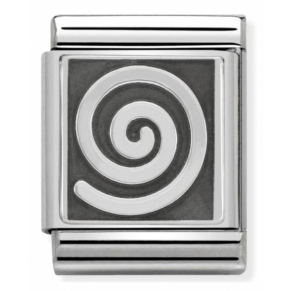 Composable Abstract Symbol 1 Oxidized Stainless Steel And Sterling Silver Big Charm