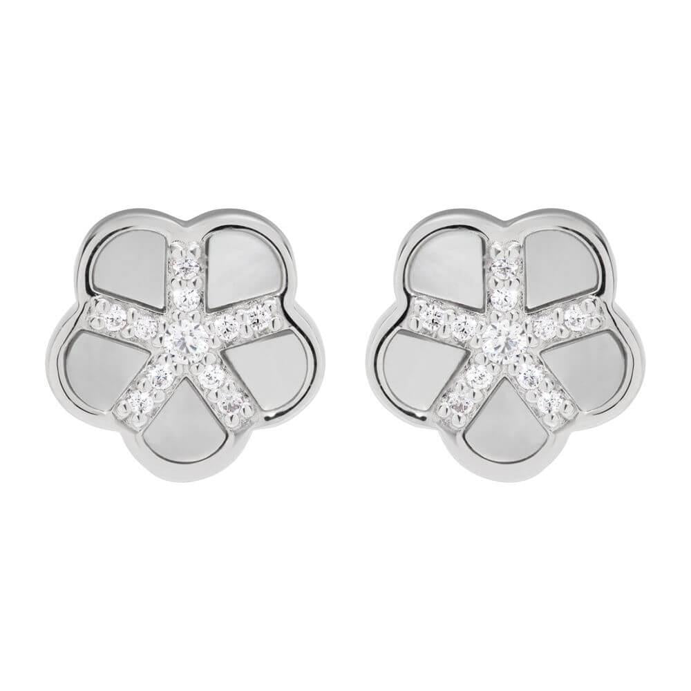 Rhodium Plating and MOP/CZ Stud Earrings