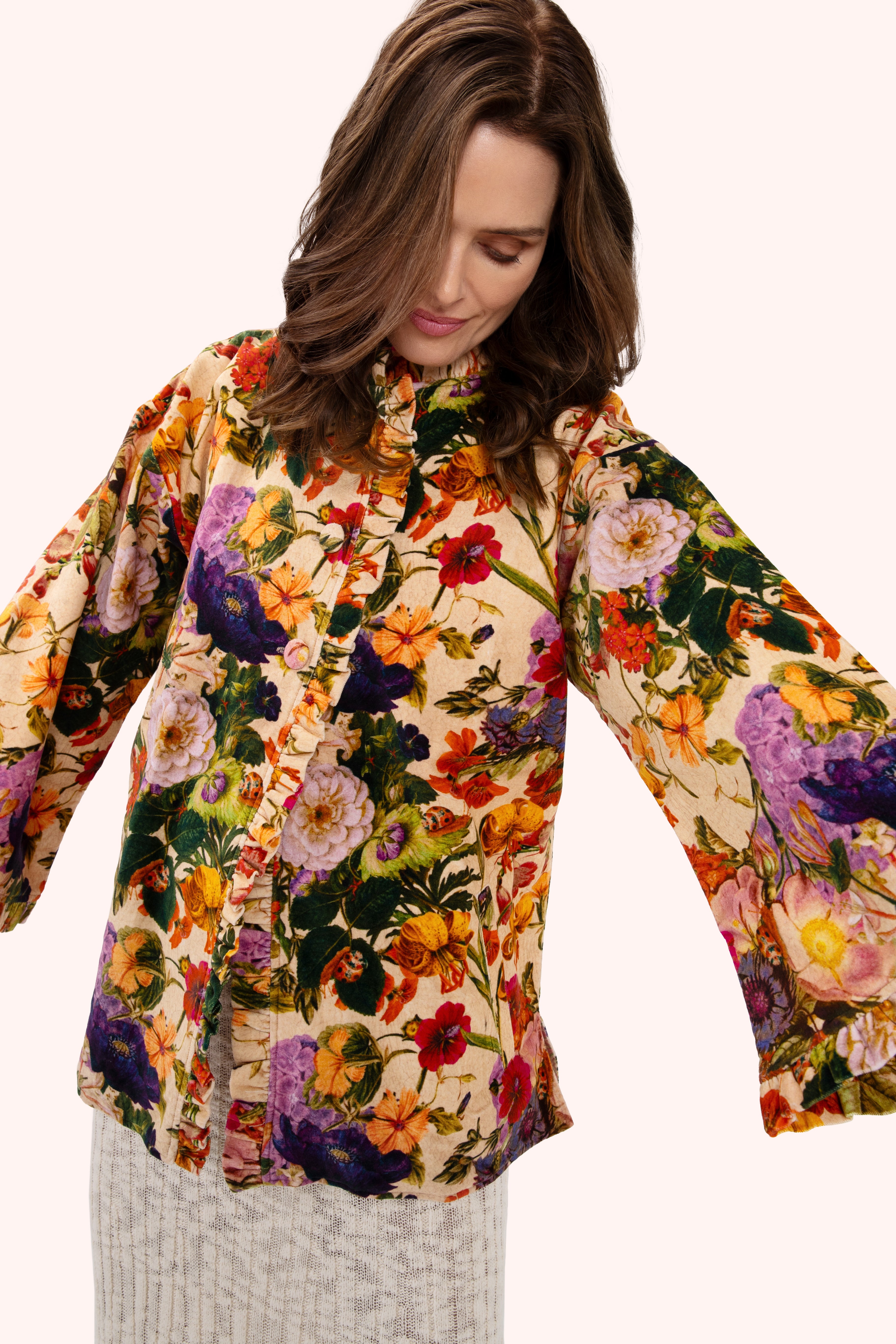 Velvet Jacket - Cream Posy