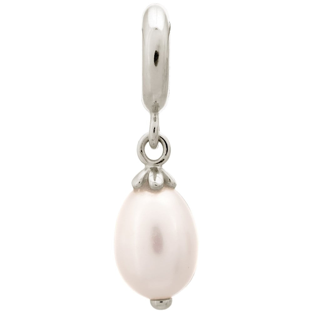 White Pearl Drop Sterling Silver Charm