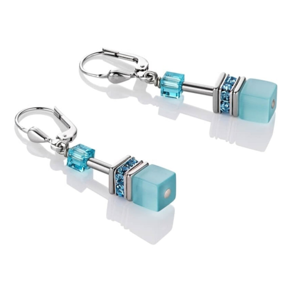 Geo Cube Aqua Earrings