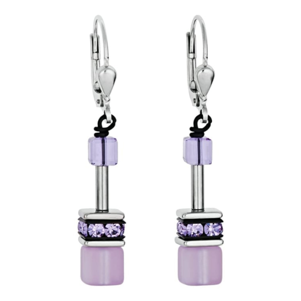 Ladies Geo Cube Lilac Pastel Earrings