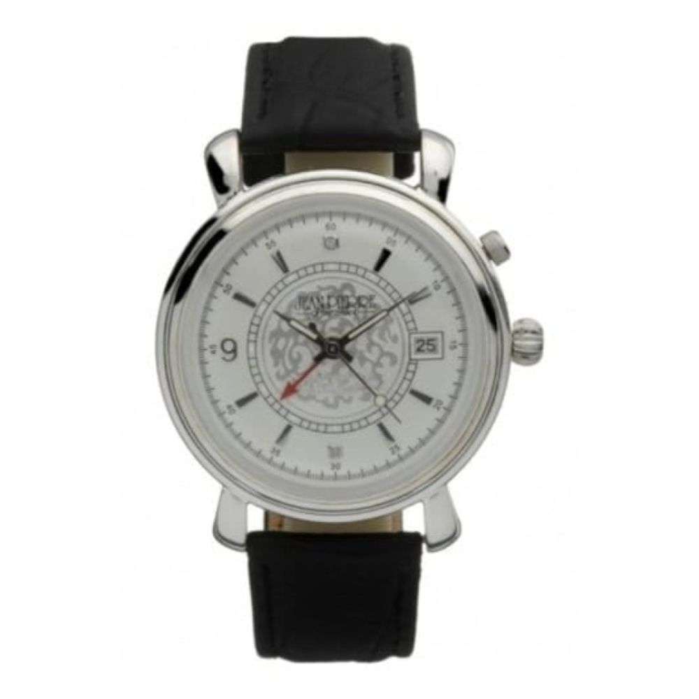 Gents Limited Edition Black Leather Sterling Silver Alarm Watch
