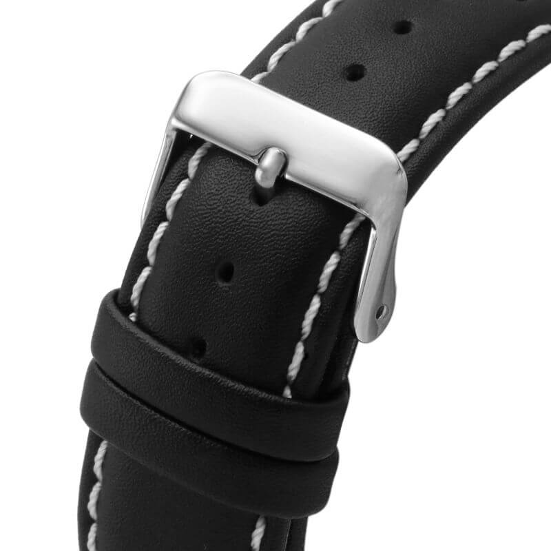 Dual Time Green Dial With Black Leather Strap Gents Watch