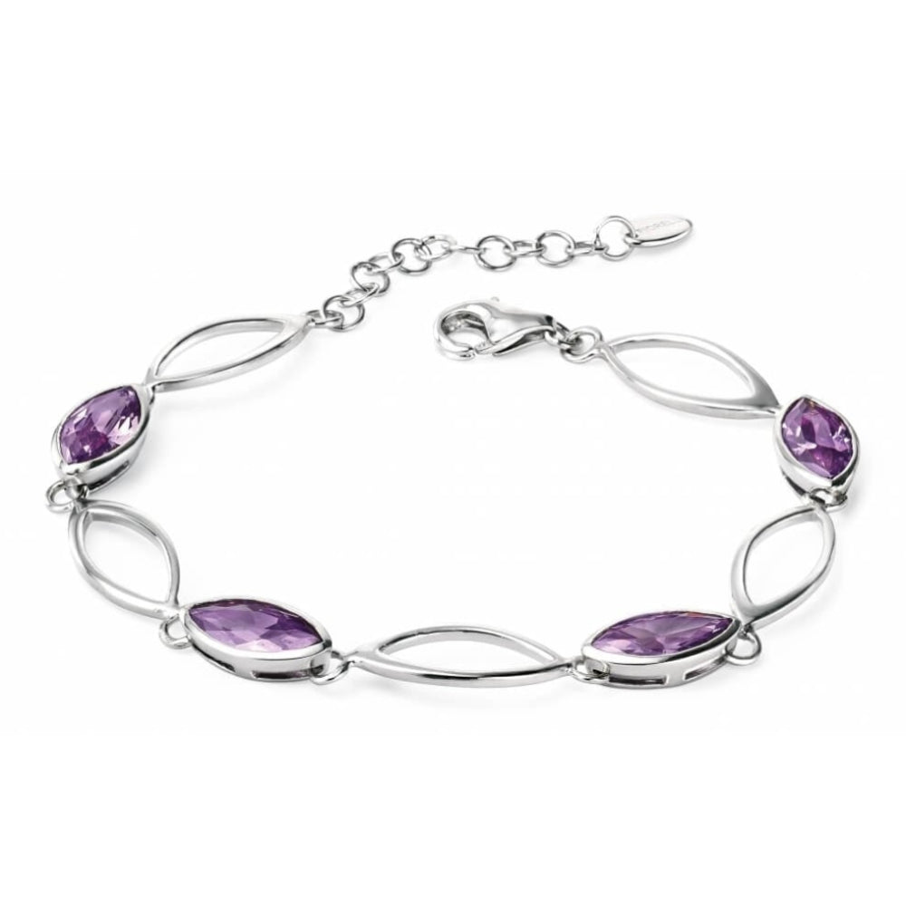 Linked Marquise Bracelet With Purple CZ