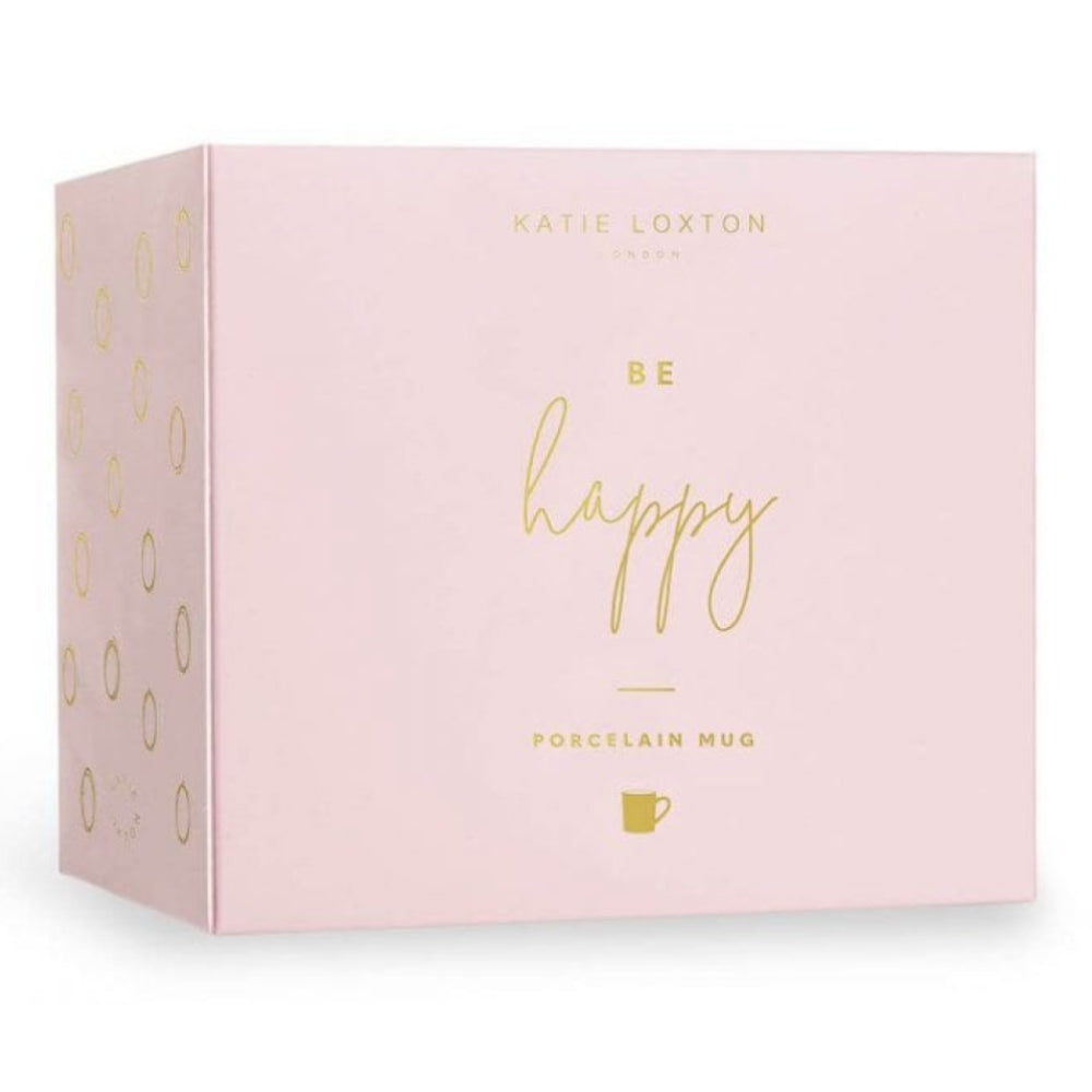 Gift Boxed Mug | Be Happy | White/Gold | 9.3 X 8.3 Cm