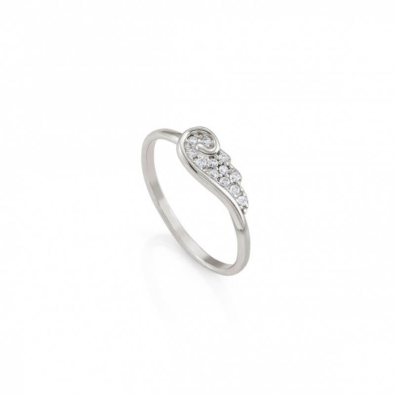 Sterling Silver Angel Wing CZ Ring