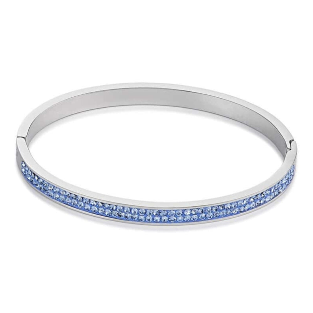 Bangle with Click Closure & Light Blue Swarovski Crystals