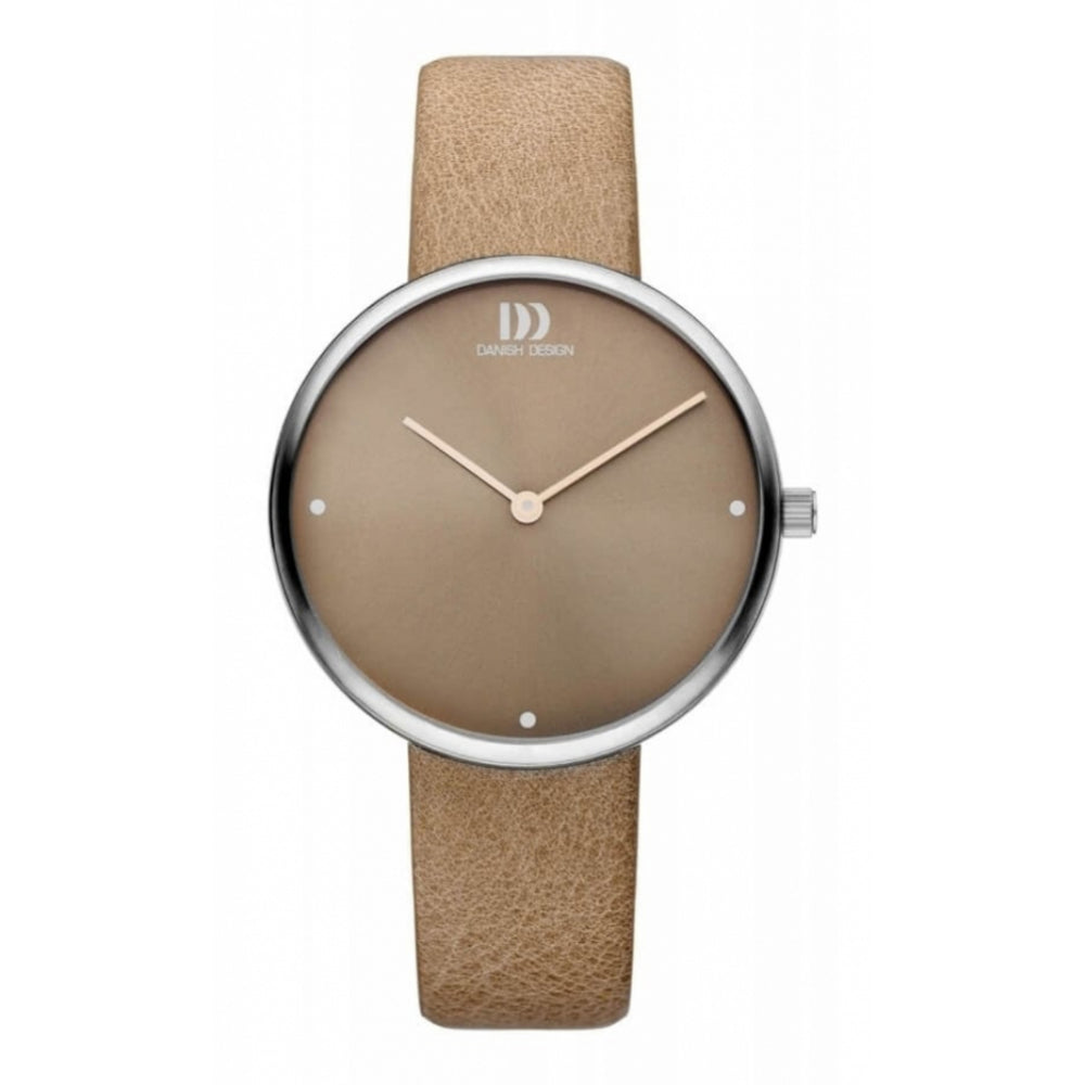 Stainless Steel Dial & Leather Strap Ladies Wristwatch