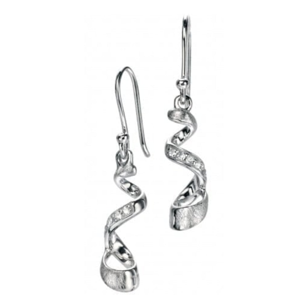 Ladies Silver Irregular Curl Drop Earrings