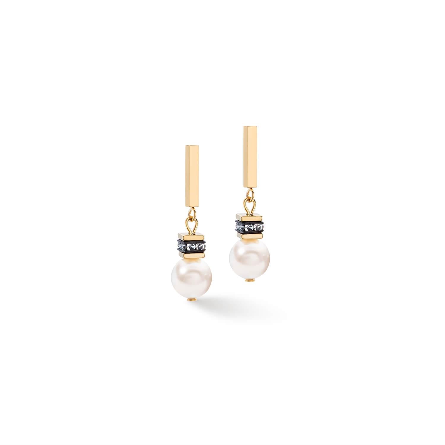 GeoCUBE Iconic Pearl Mix Earrings In White-Gold