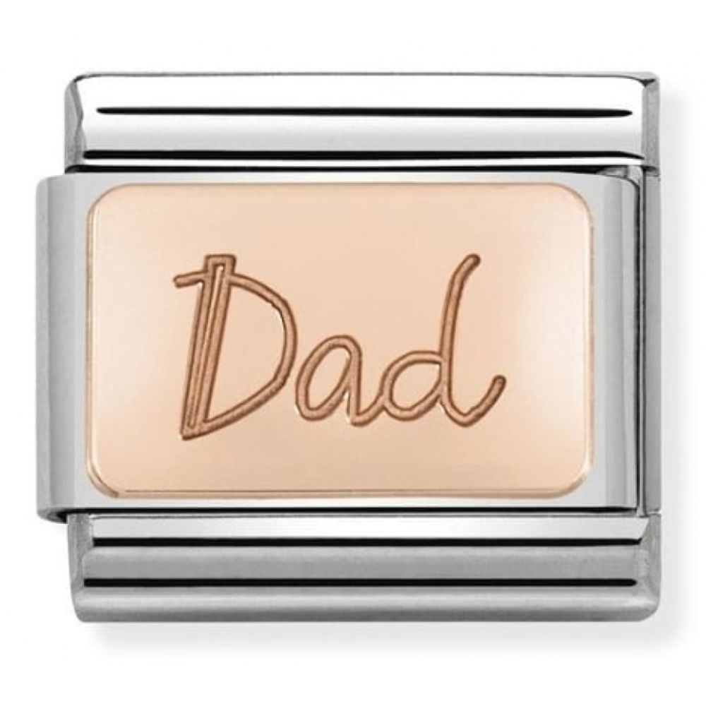Composable Classic Dad Engraved Rose Gold Plate In Stainless Steel Charm