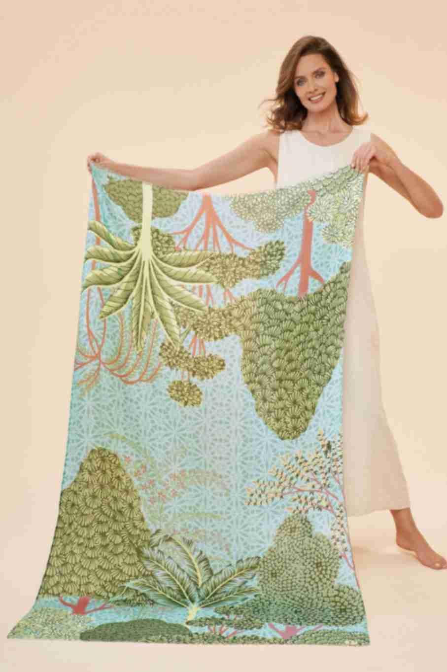 Secret Paradise Print Scarf - Aqua