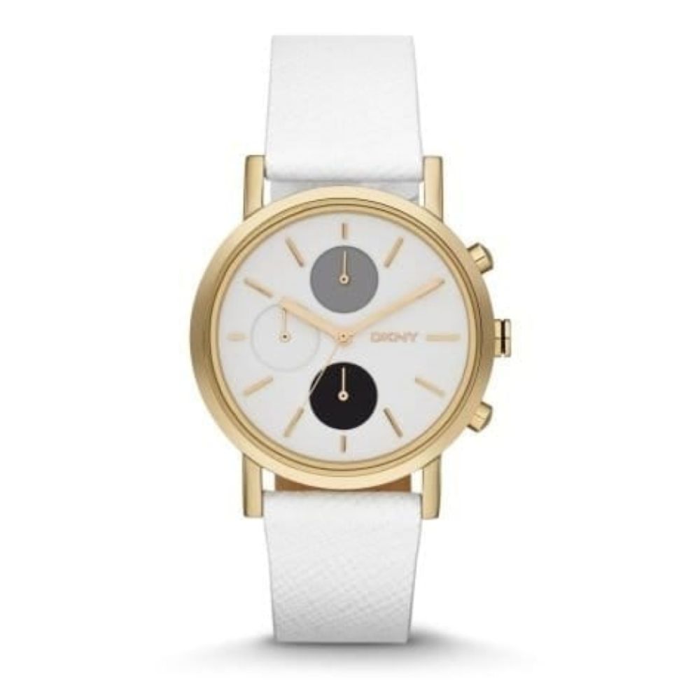 DKNY Ladies White Leather Watch