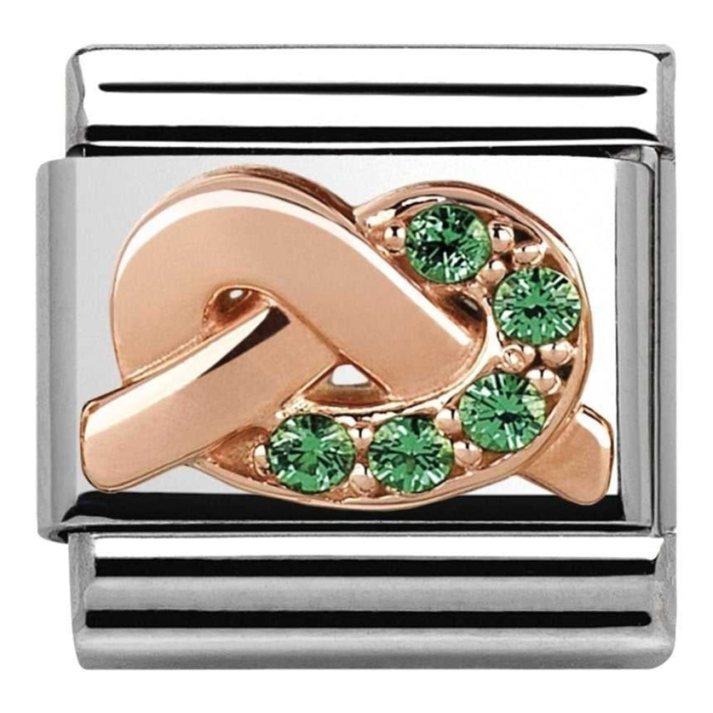 Classic Rose Knot Green CZ Link