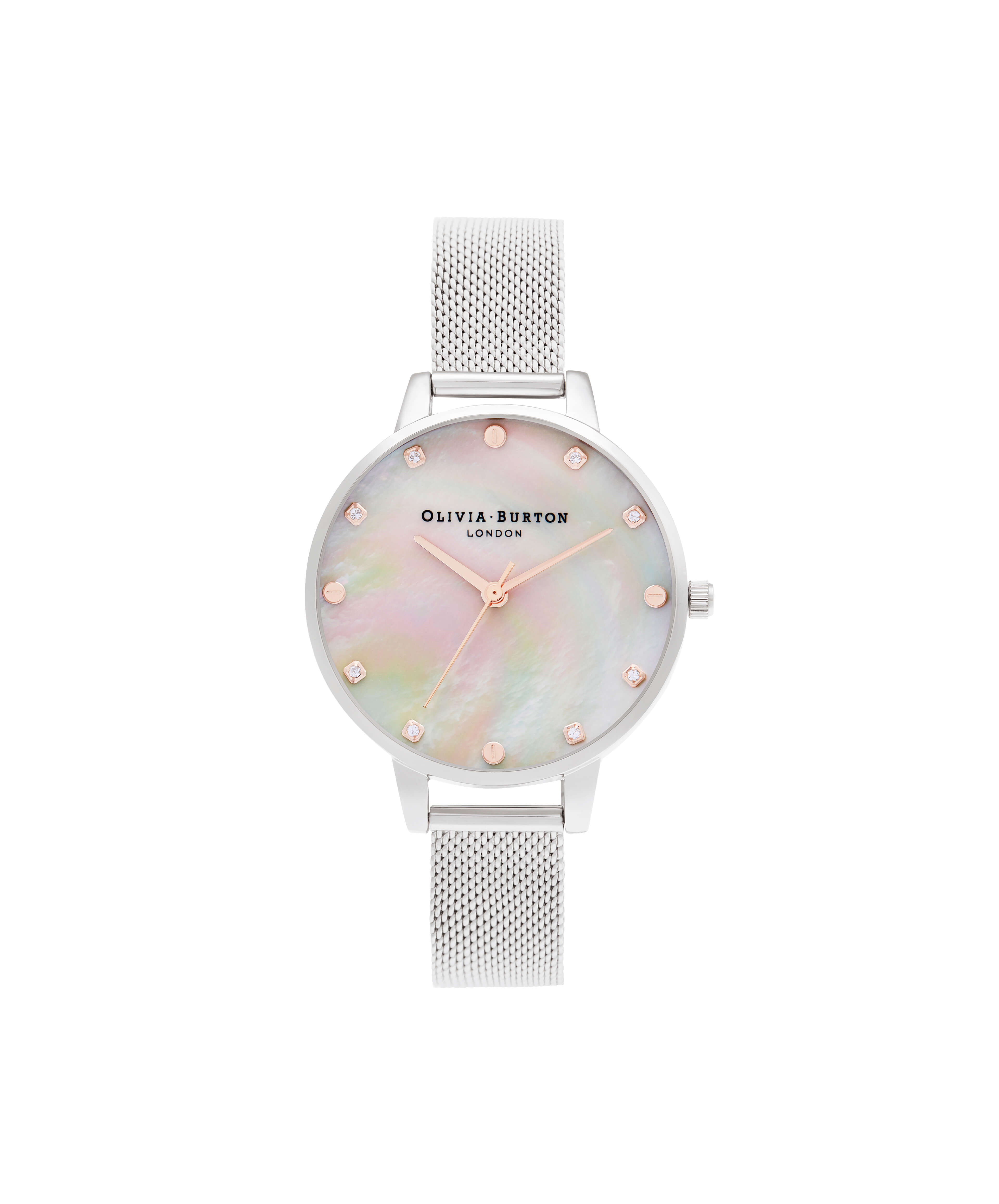 Mother Of Pearl Demi Dial, Rose Gold & Stainless Steel Mesh Classics Ladies Watch