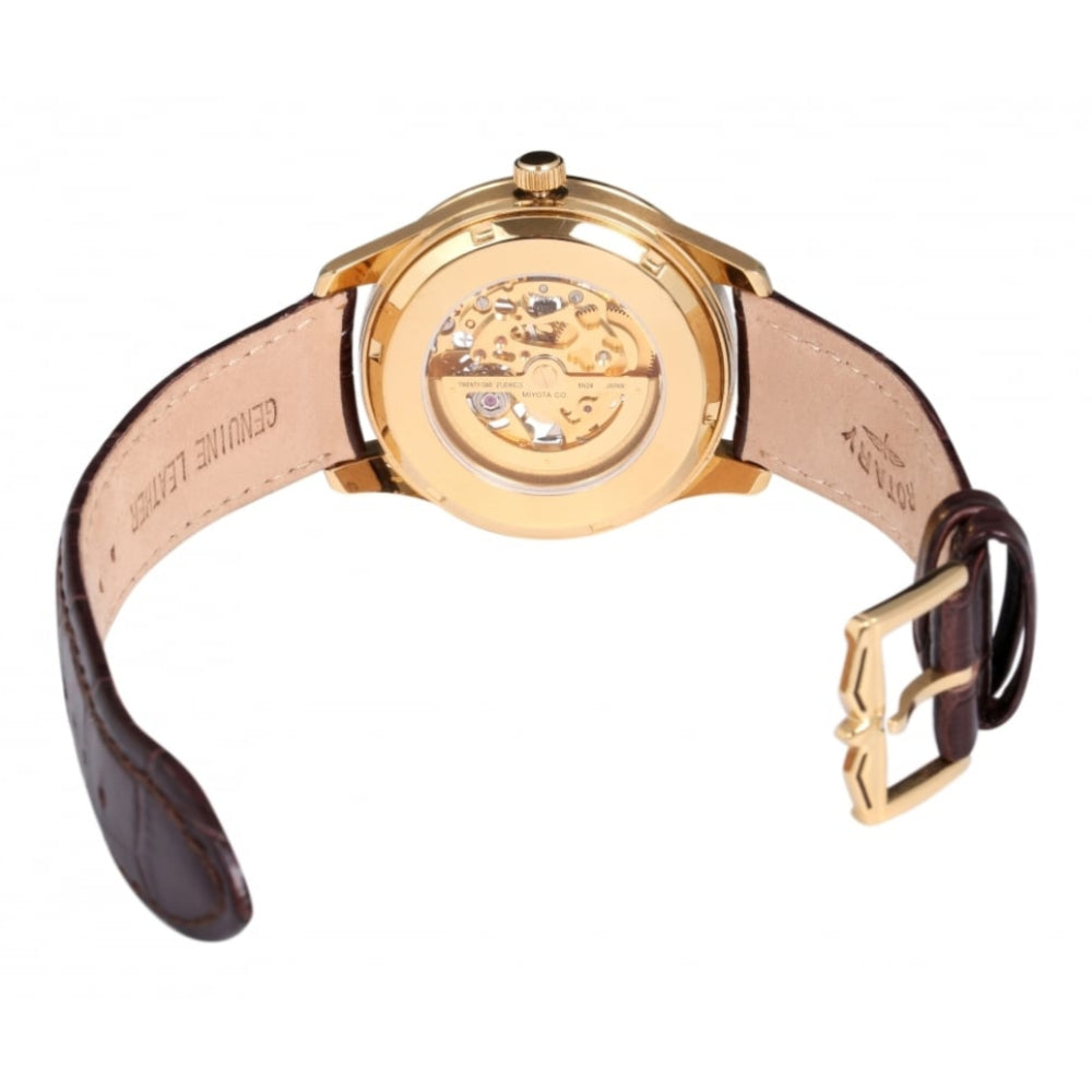 Mens Gold Automatic Skeleton Watch