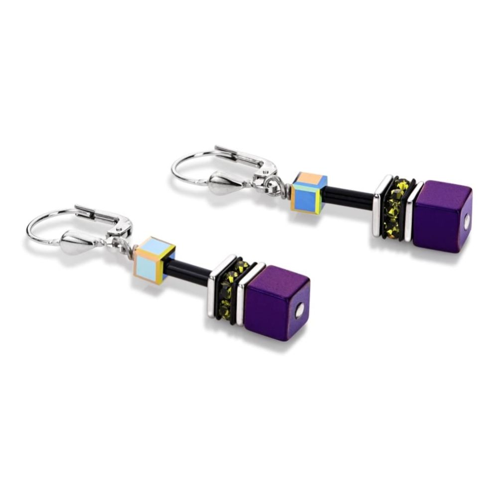 Black and Multi Colour Swarovski Geo Cube Earring