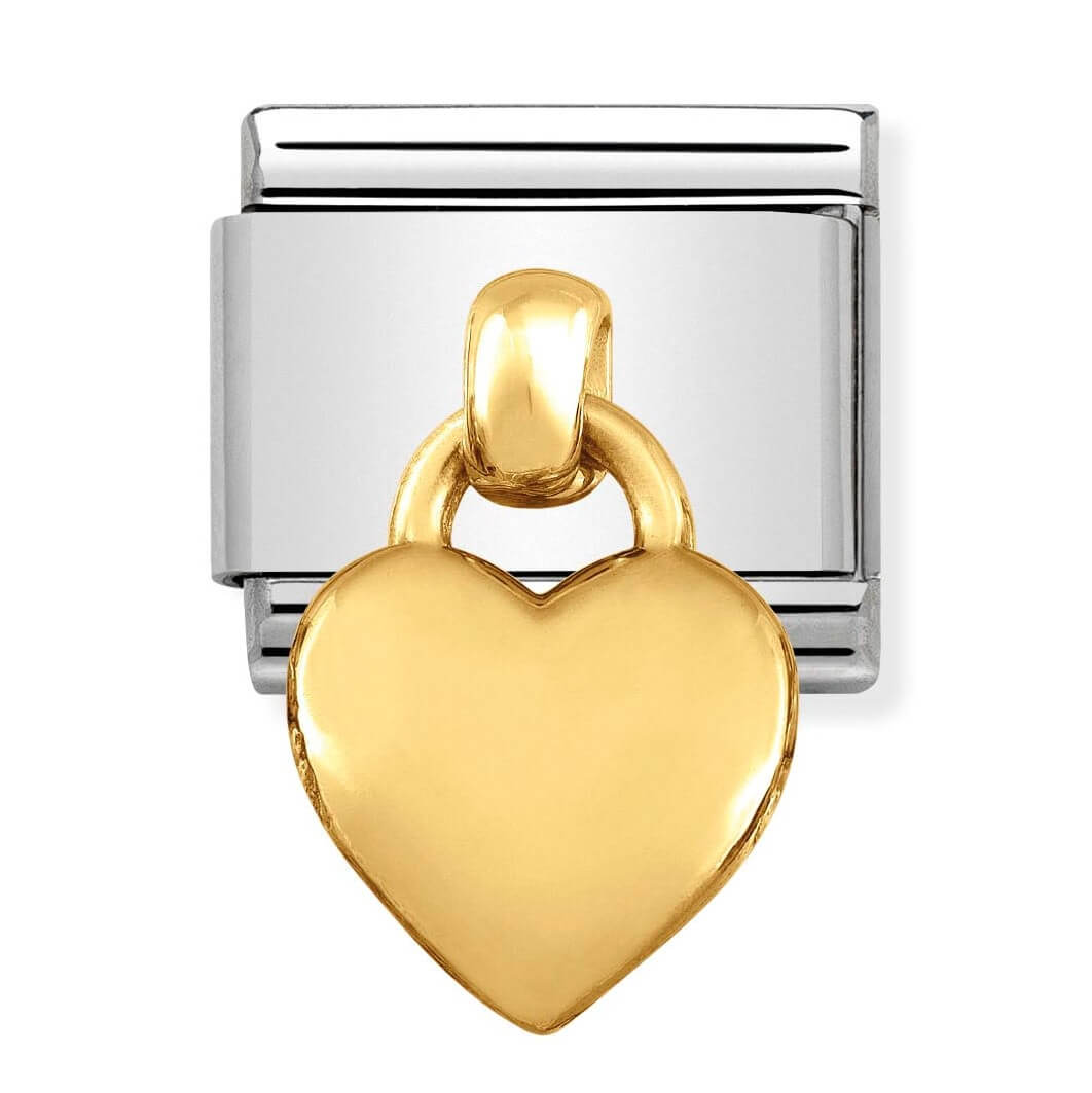 Composable Classic Stainless Steel Link With Bonded Yellow Gold Heart Pendant