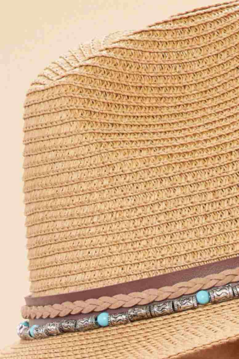 Thalia Hat - Caramel With Embossed Beads
