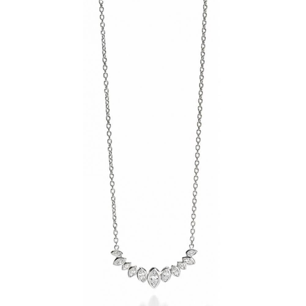 Clear CZ Marquise Cluster Row Necklace