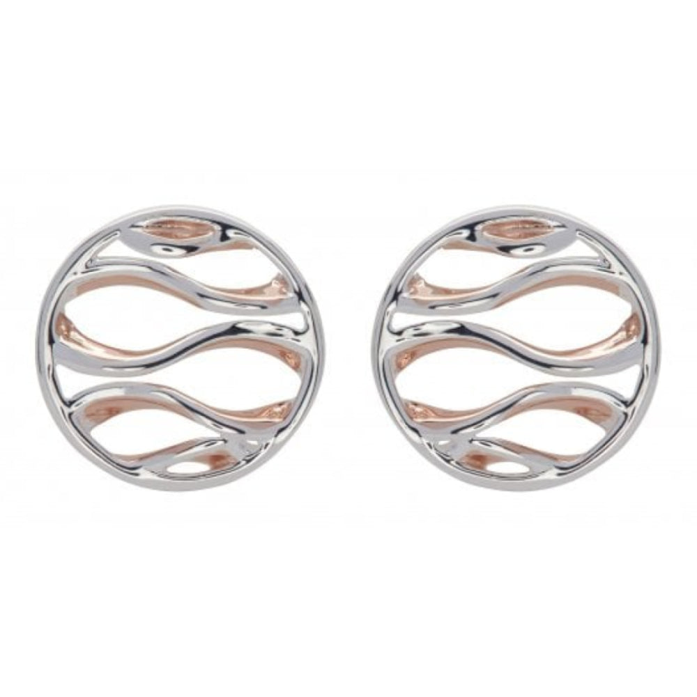 Sterling Silver 925 Circle Earrings with Rose Gold Plating Pattern
