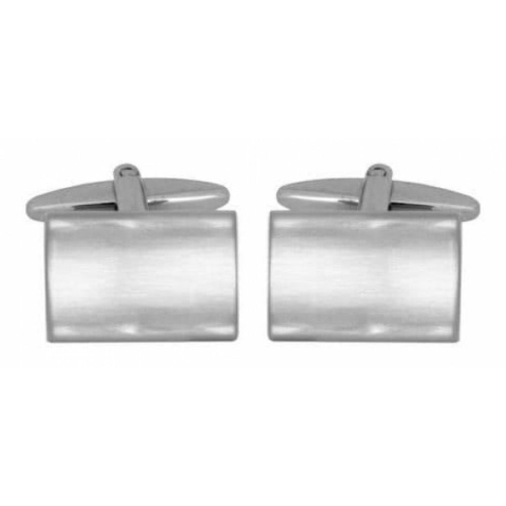 Rhodium plated Brushed Rectangular Shaped Cufflinks