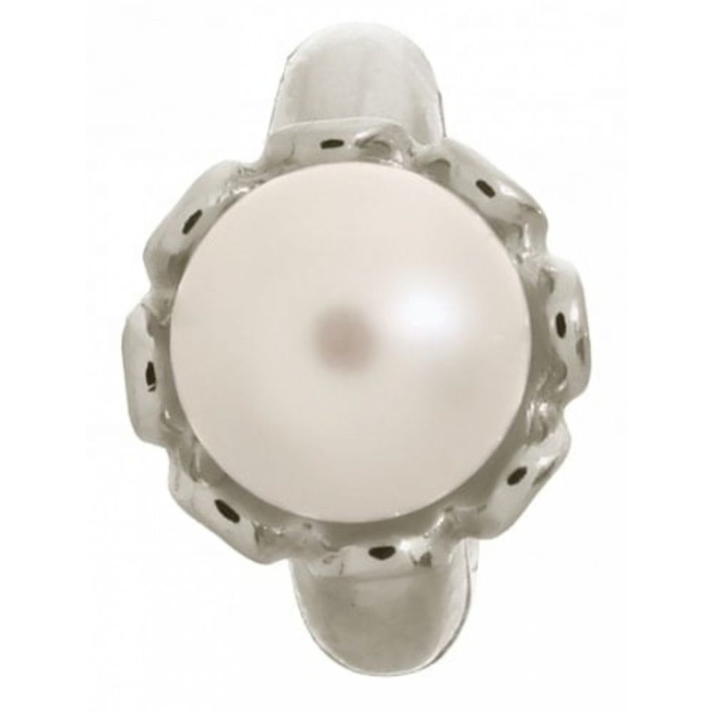 White Pearl Flower Sterling Silver Charm