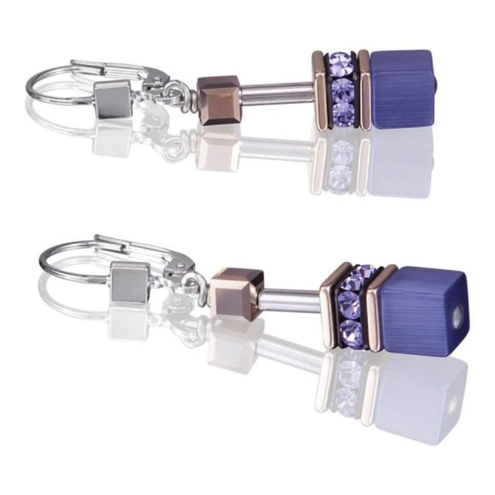 Geo Cube Violet Pierced Earrings