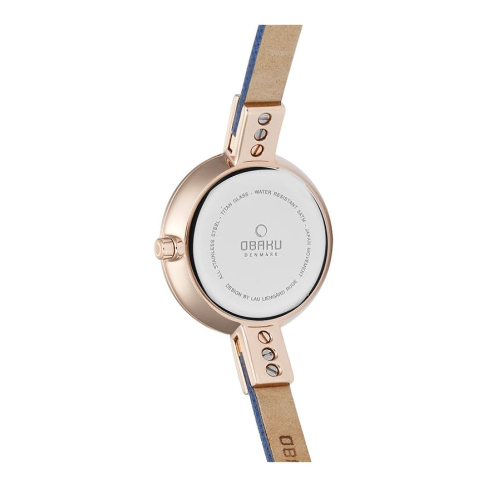 SIV - NAVY Rose Gold Plated Leather Calf Watch