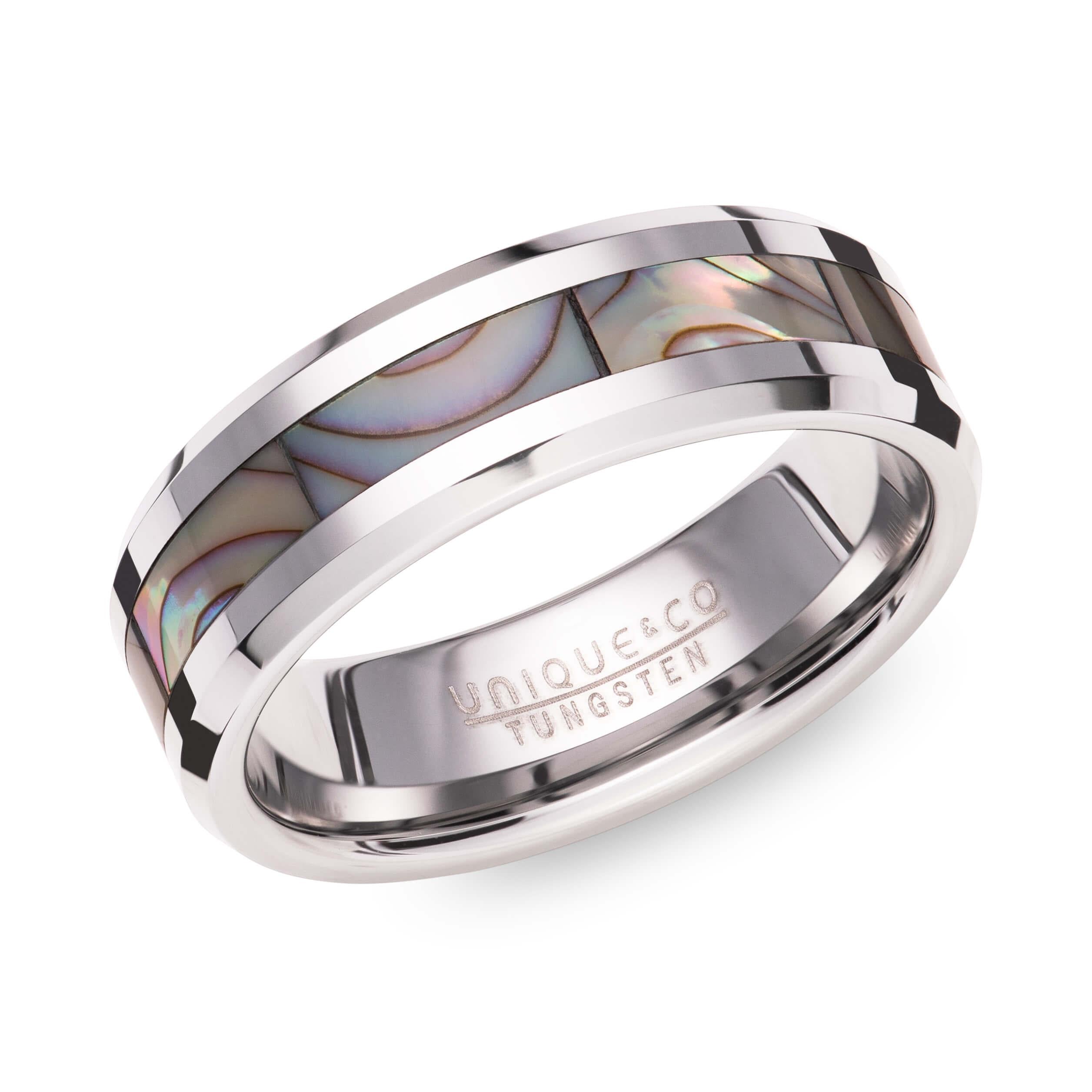 Abalone Shell Inlay 7mm Tungsten Carbide Ring