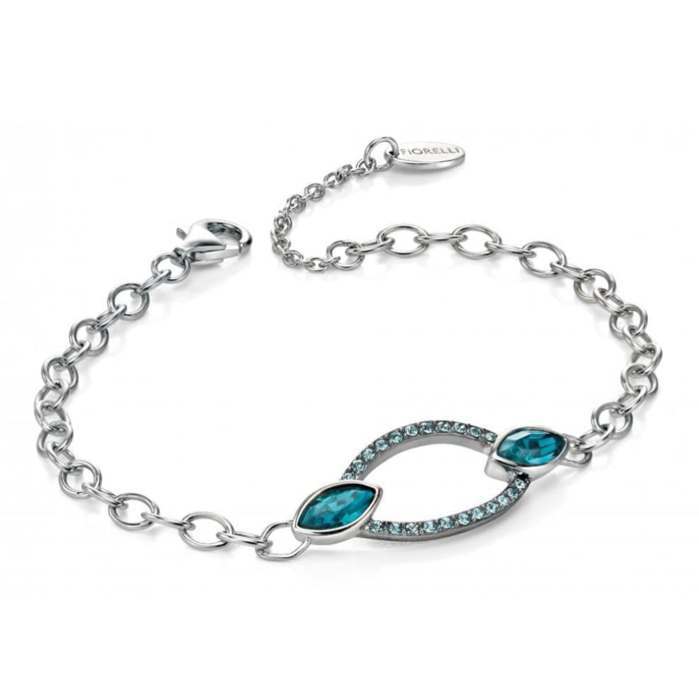Sterling Silver And Blue Marquise Swarovski Crystal Bracelet