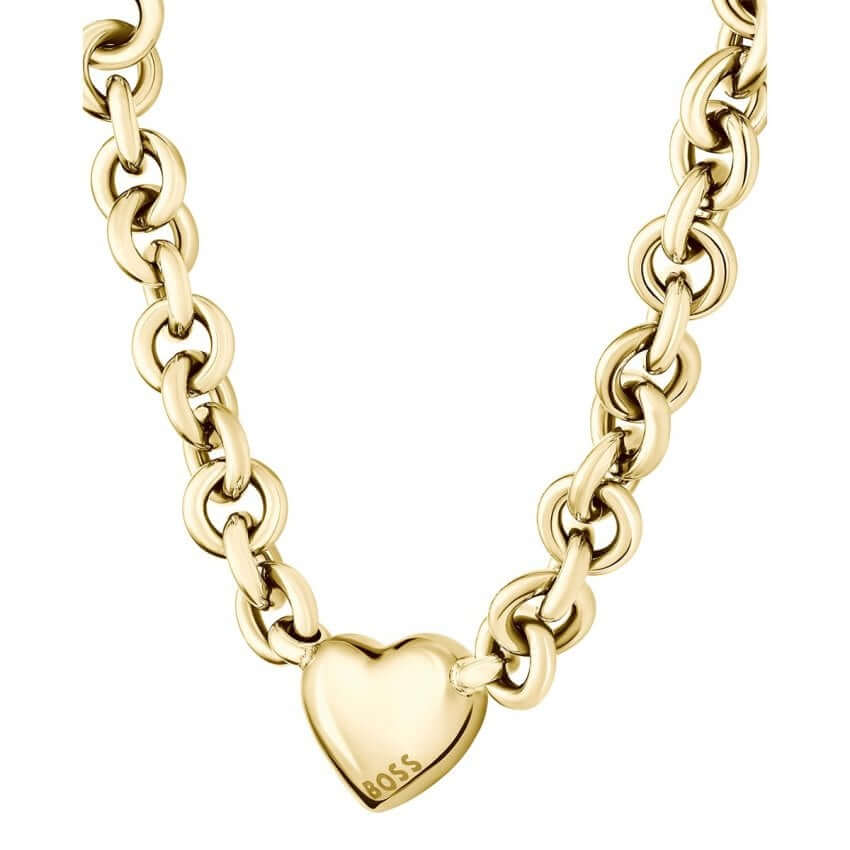 Gold Tone Chain Necklace With Heart Charm