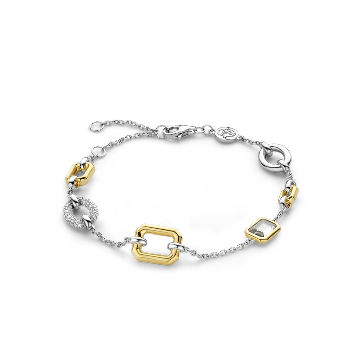 Silver & Gold Plated CZ Stones Gilded Bracelet