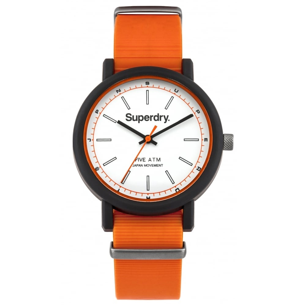 Campus Nato' Orange Silicone Strap Watch With White Dial