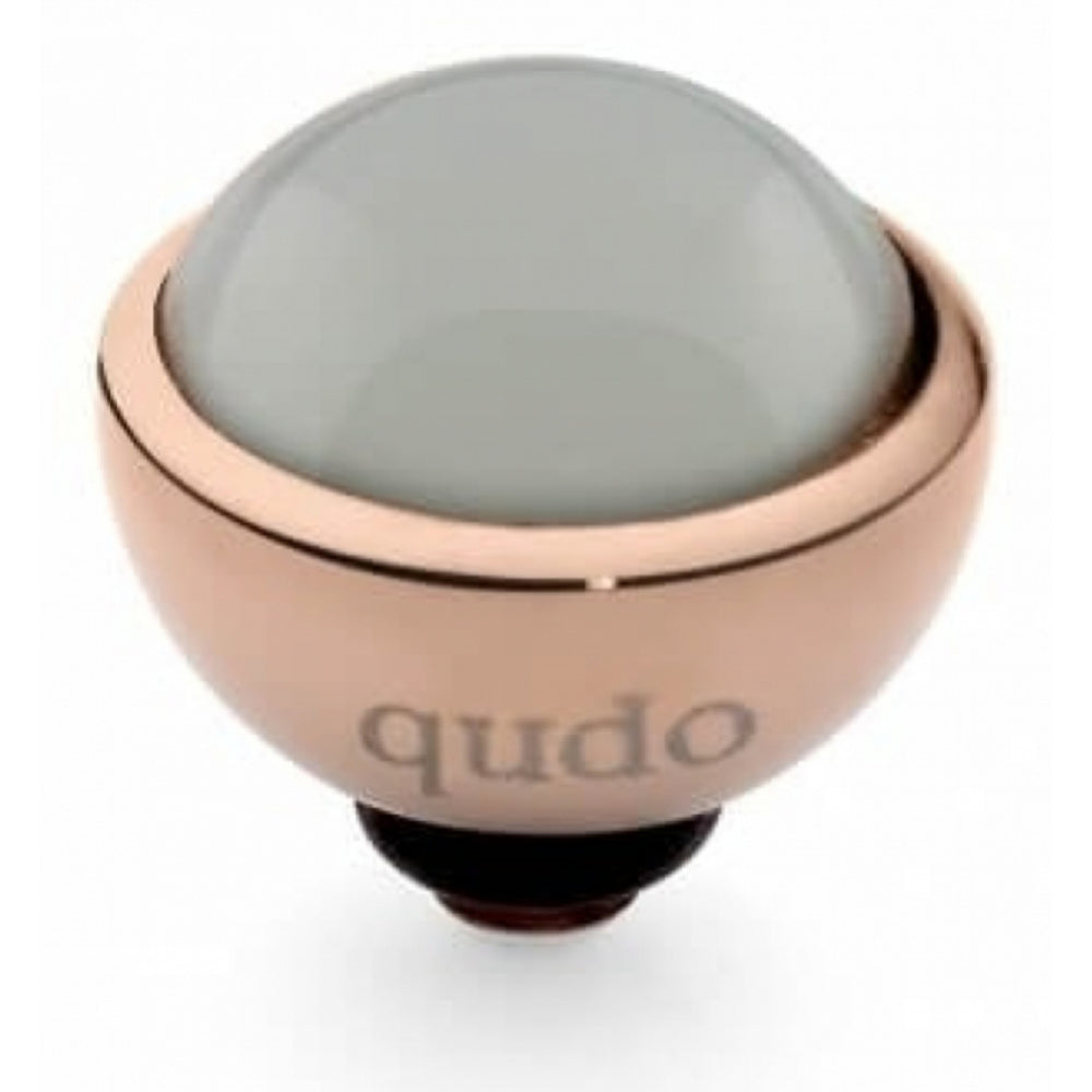 Famosa Rose Gold Plated 9mm Melfi Light Grey Opal Ring Top