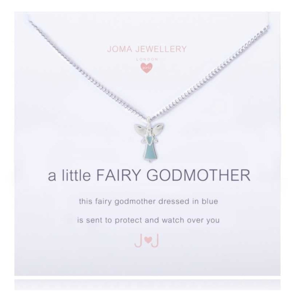 a little FAIRY GODMOTHER - necklace with extender - silver blue and white oil painting