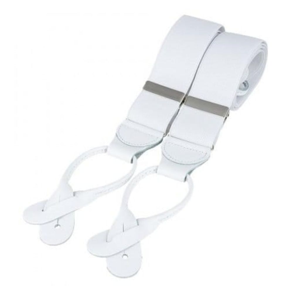 White Elasticated Button Braces