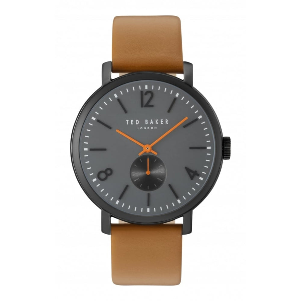 Tan Leather Black Ion-Plated Case Watch