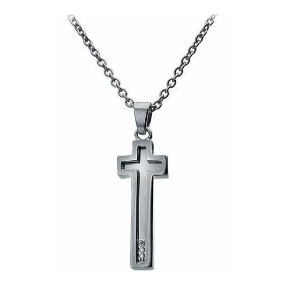 Ladies Crosses Simple Square Silver Pendant Necklace