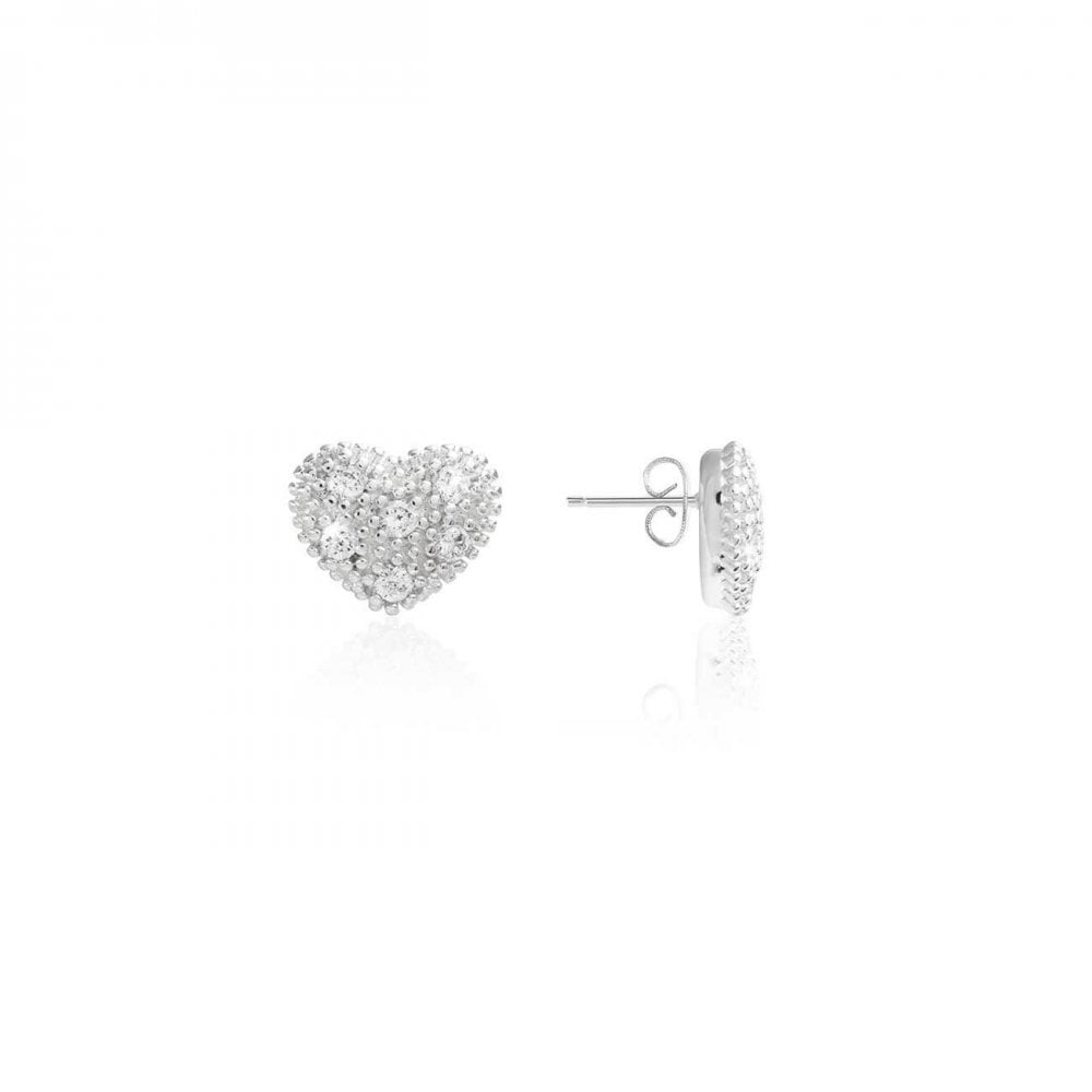 Bella | Silver | Pave Heart Stud | Earrings