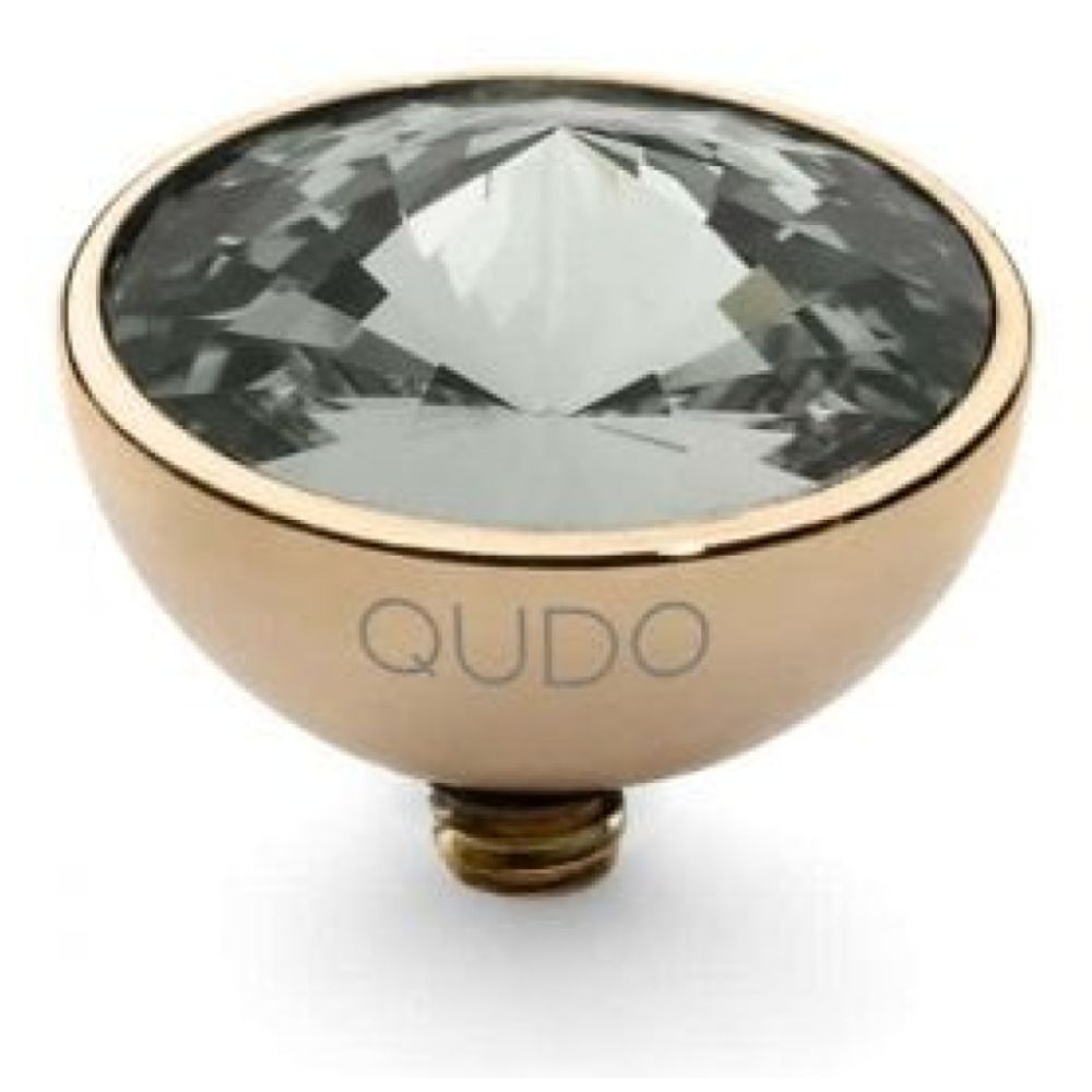 Famosa Gold 11.5mm Bottone Ring Top Black Diamond