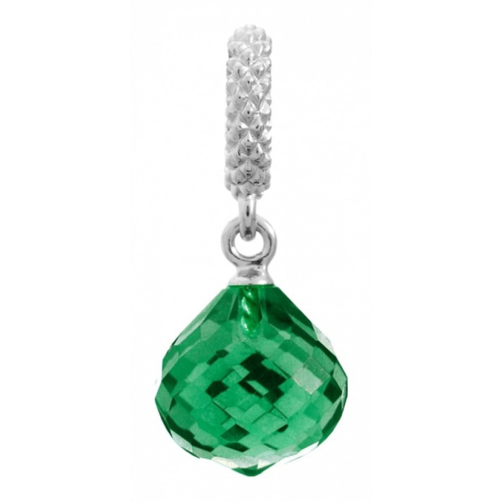 Green Crystal Drop Sterling Silver Necklace Charm